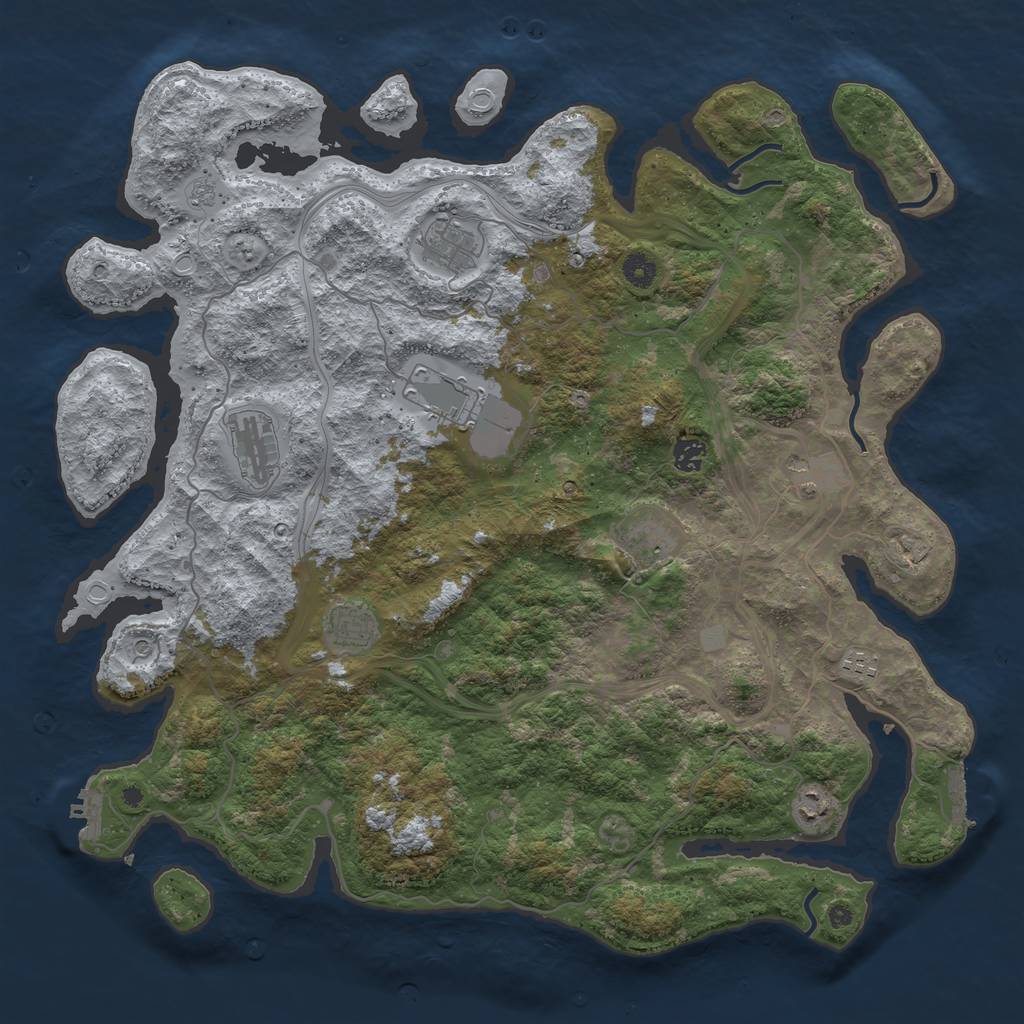 Rust Map: Procedural Map, Size: 4500, Seed: 745790255, 18 Monuments