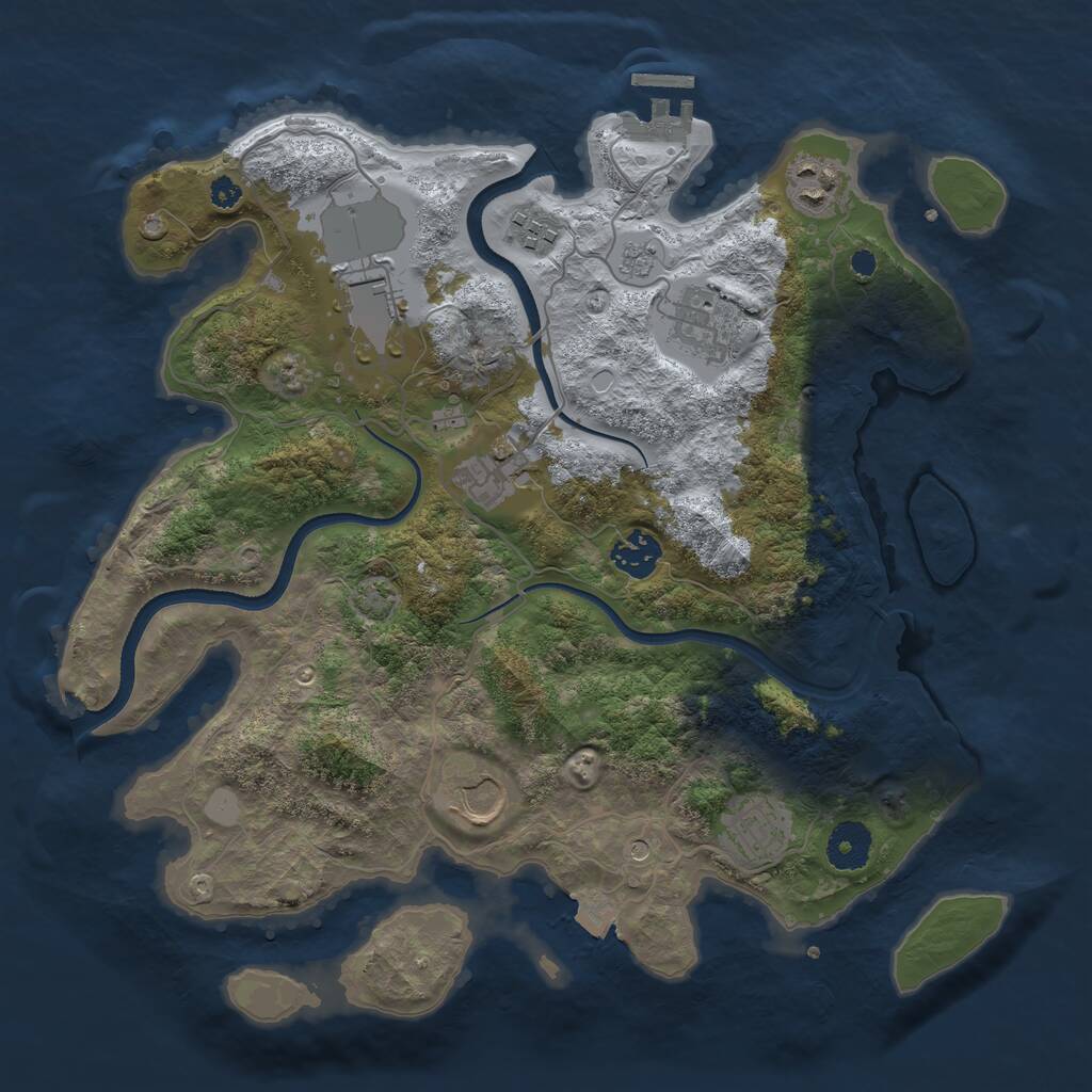 Rust Map: Procedural Map, Size: 3500, Seed: 6206916, 13 Monuments