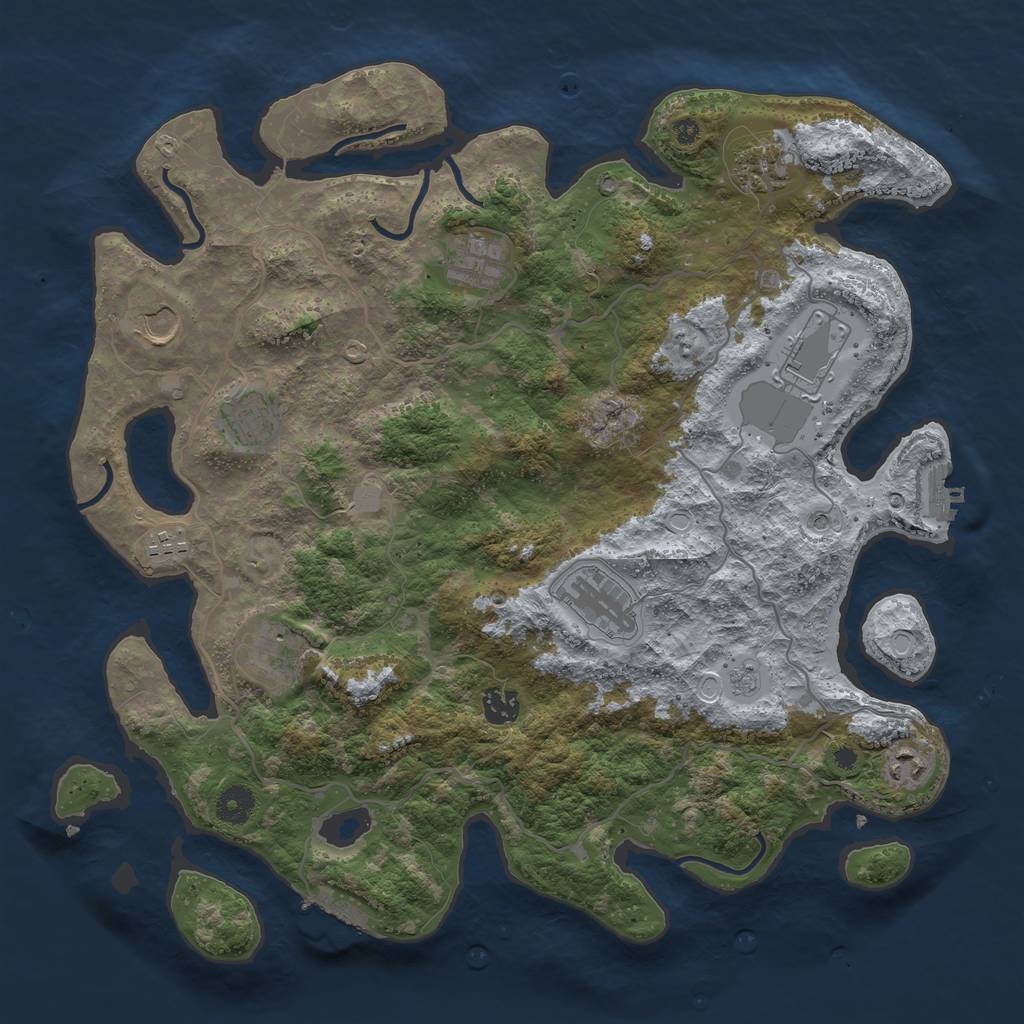 Rust Map: Procedural Map, Size: 4000, Seed: 1994539830, 19 Monuments