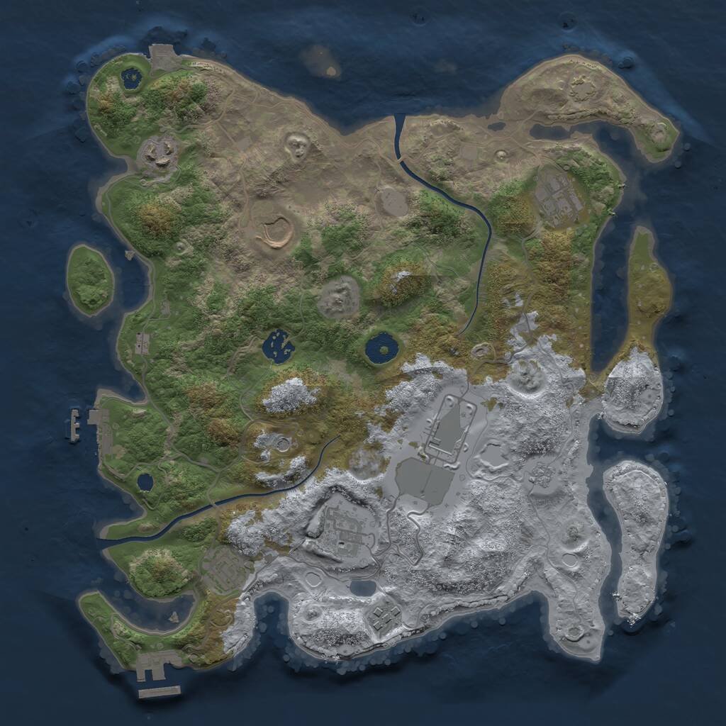 Rust Map: Procedural Map, Size: 3500, Seed: 43204053, 14 Monuments