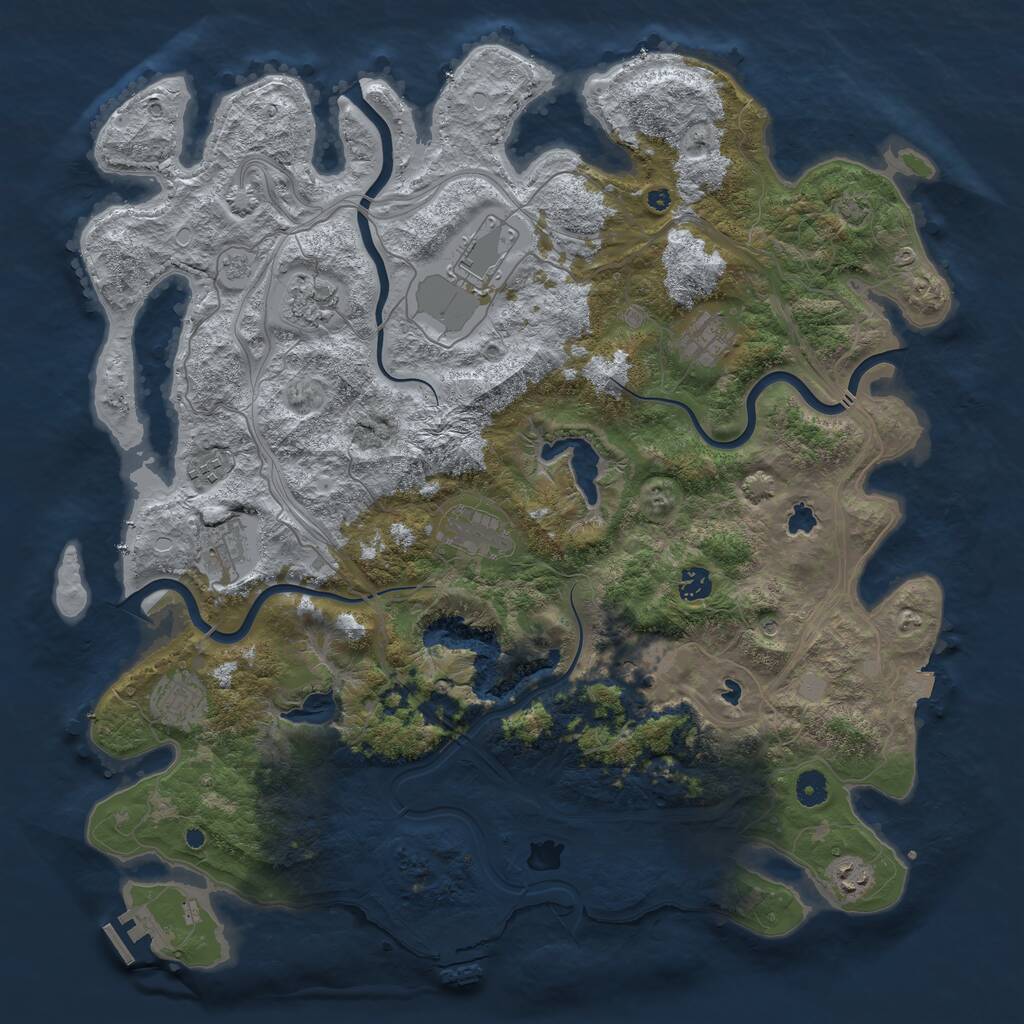 Rust Map: Procedural Map, Size: 4500, Seed: 429440409, 16 Monuments