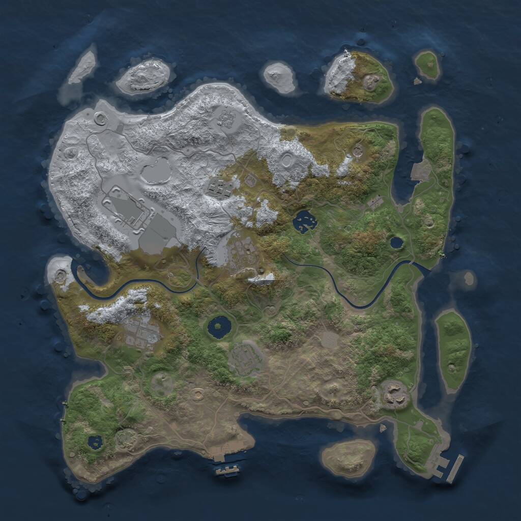 Rust Map: Procedural Map, Size: 3500, Seed: 1746461357, 13 Monuments