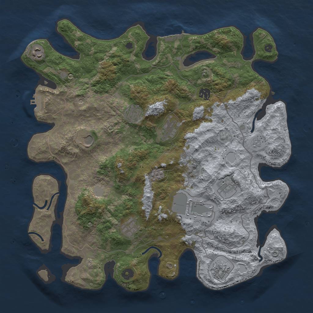 Rust Map: Procedural Map, Size: 4000, Seed: 319648742, 19 Monuments