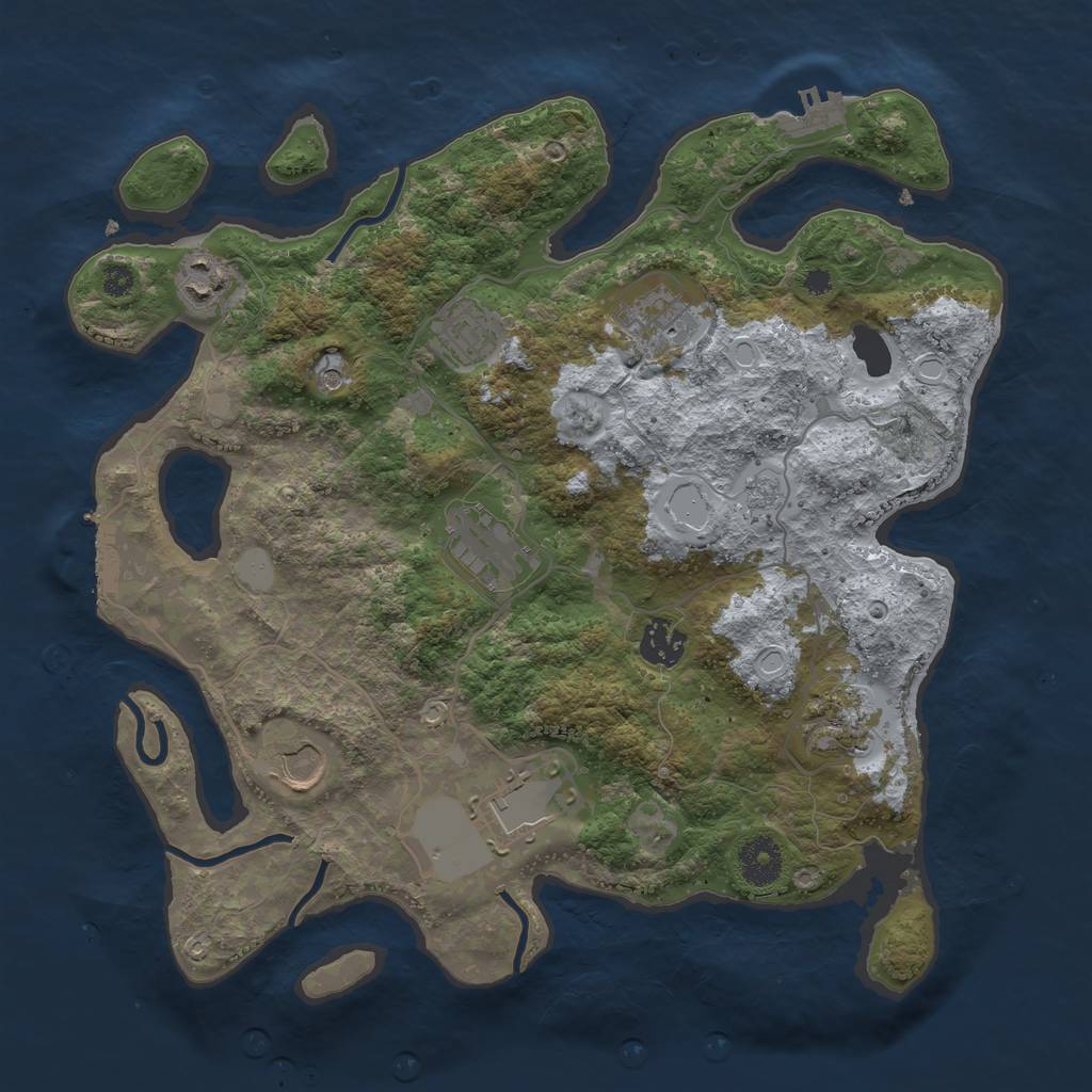 Rust Map: Procedural Map, Size: 3500, Seed: 69161534, 15 Monuments