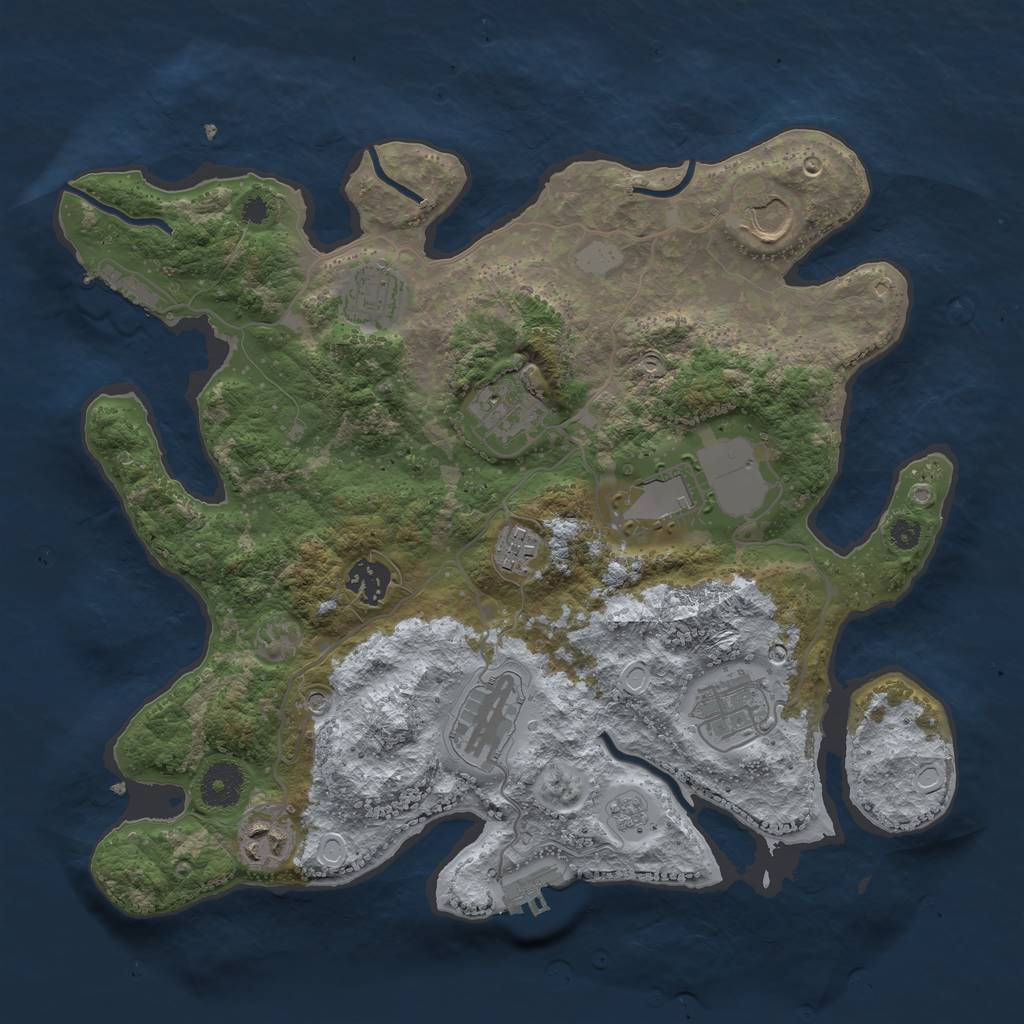 Rust Map: Procedural Map, Size: 3500, Seed: 172064197, 18 Monuments