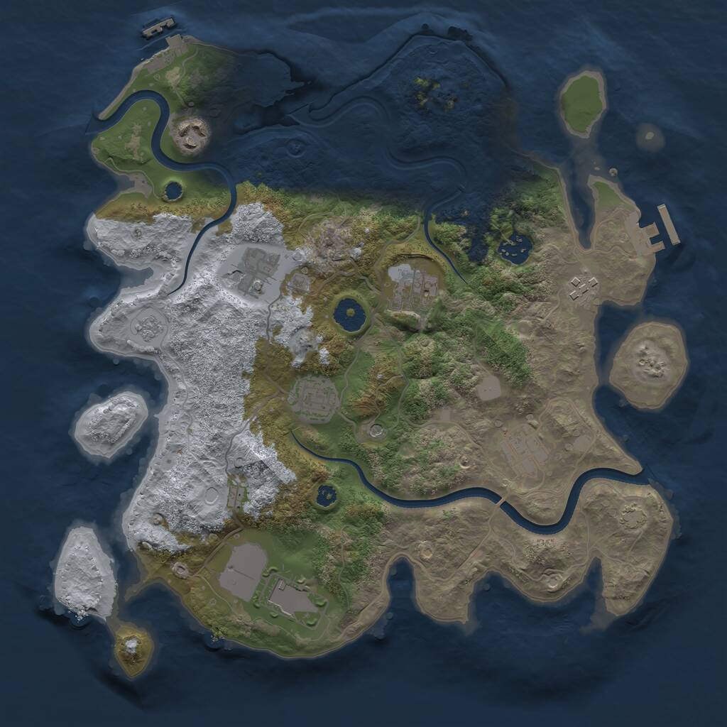Rust Map: Procedural Map, Size: 3500, Seed: 38479777, 14 Monuments