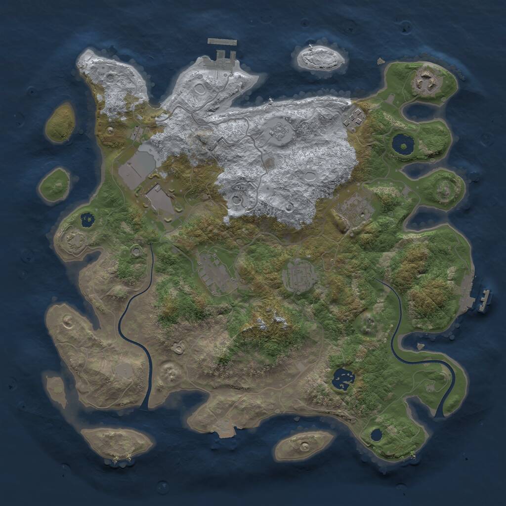 Rust Map: Procedural Map, Size: 3500, Seed: 67783950, 13 Monuments