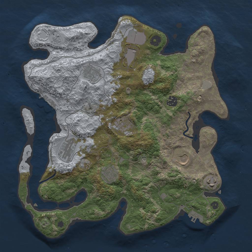 Rust Map: Procedural Map, Size: 3500, Seed: 1611507, 17 Monuments