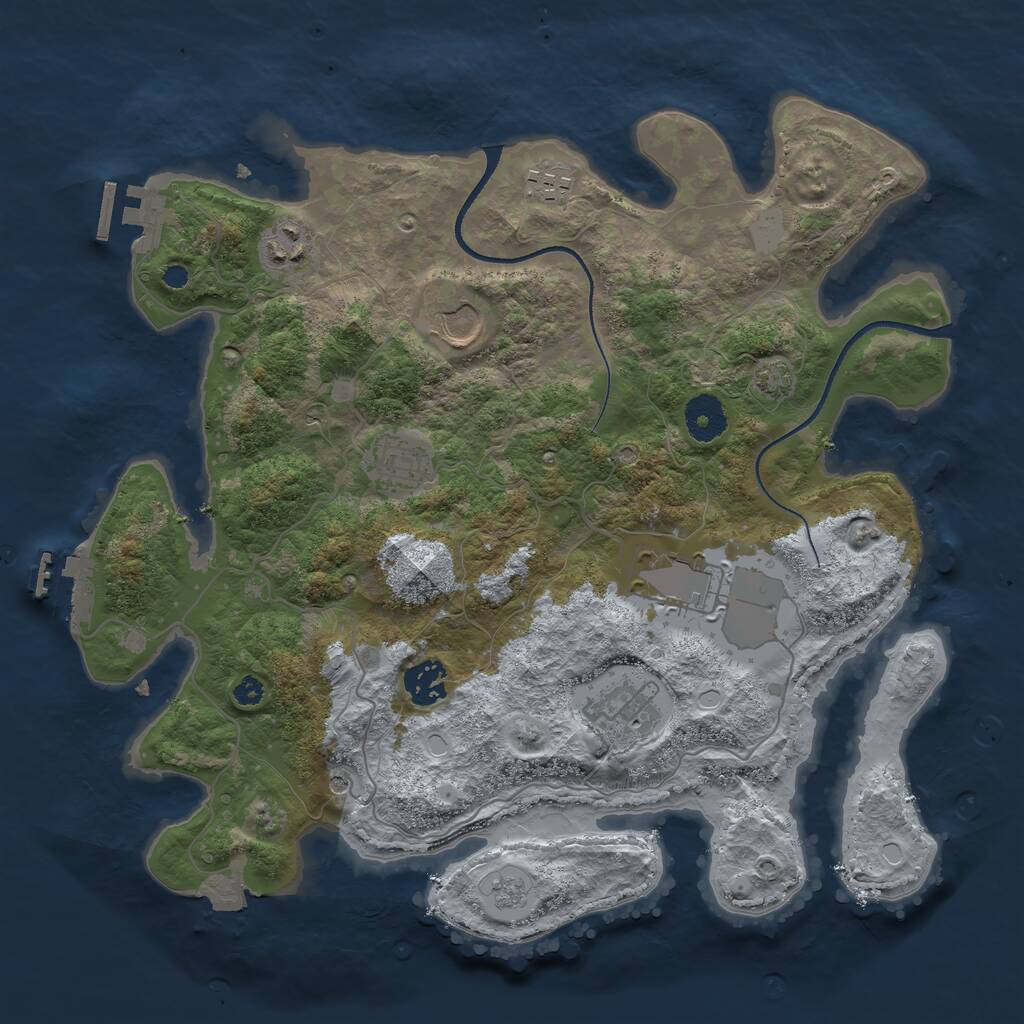 Rust Map: Procedural Map, Size: 3500, Seed: 96227964, 13 Monuments