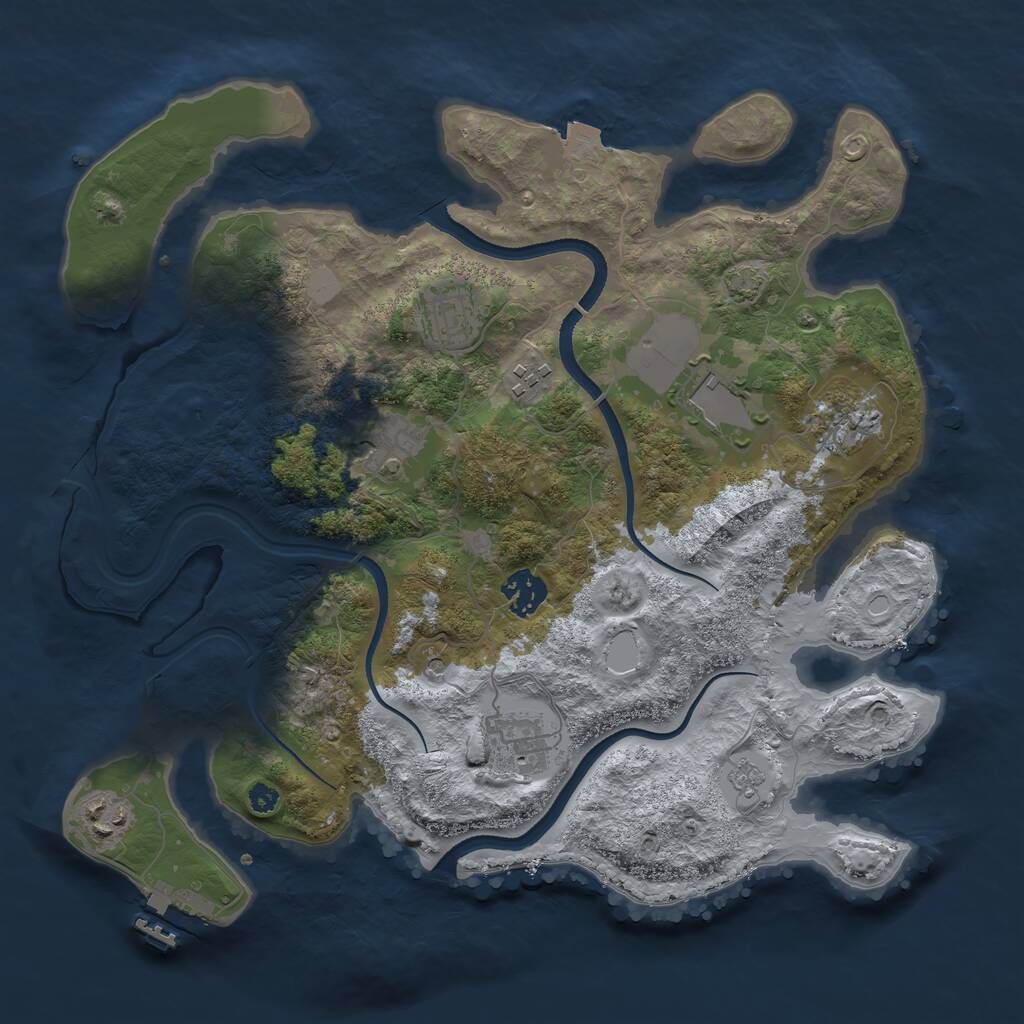 Rust Map: Procedural Map, Size: 3500, Seed: 10864188, 13 Monuments