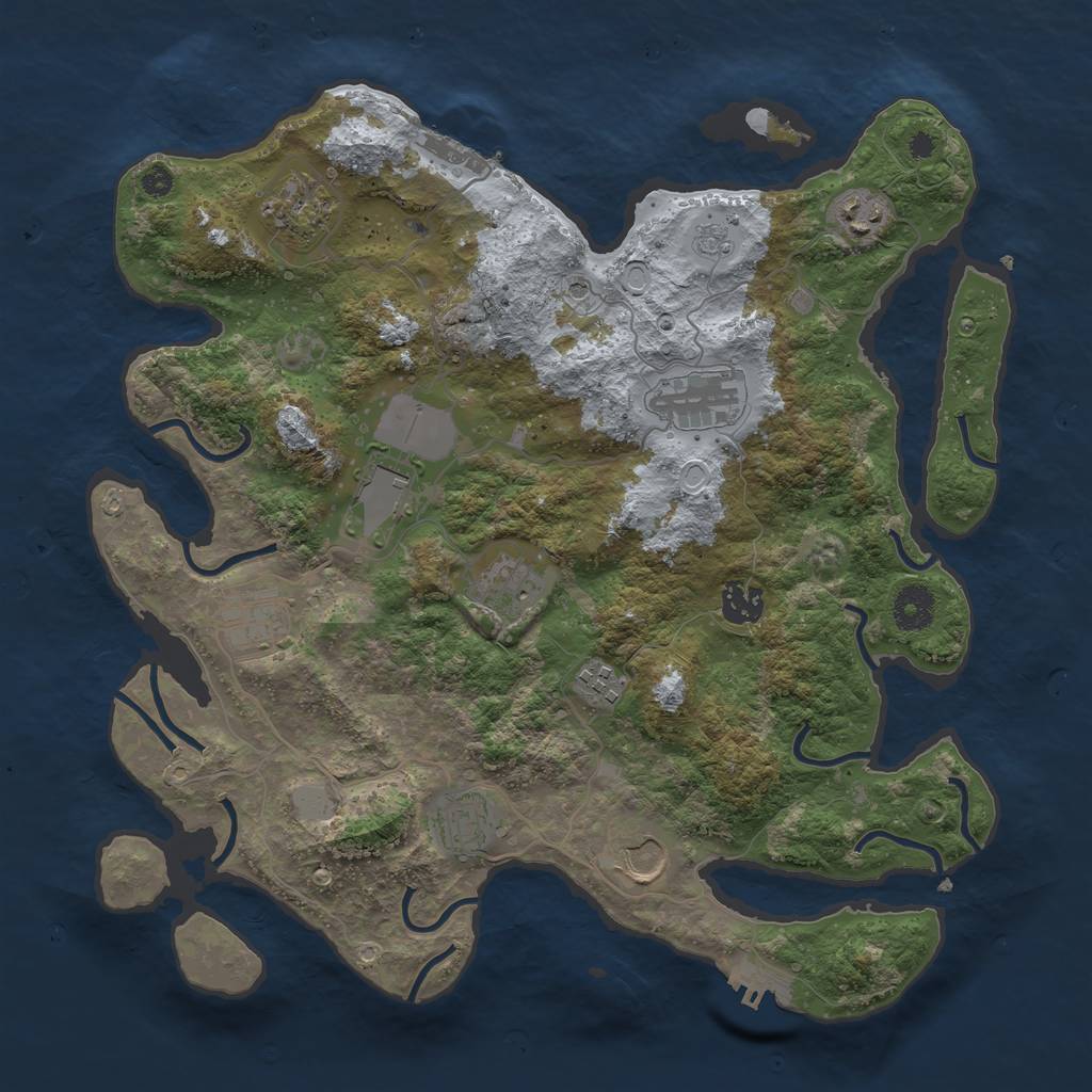 Rust Map: Procedural Map, Size: 3700, Seed: 275894524, 19 Monuments