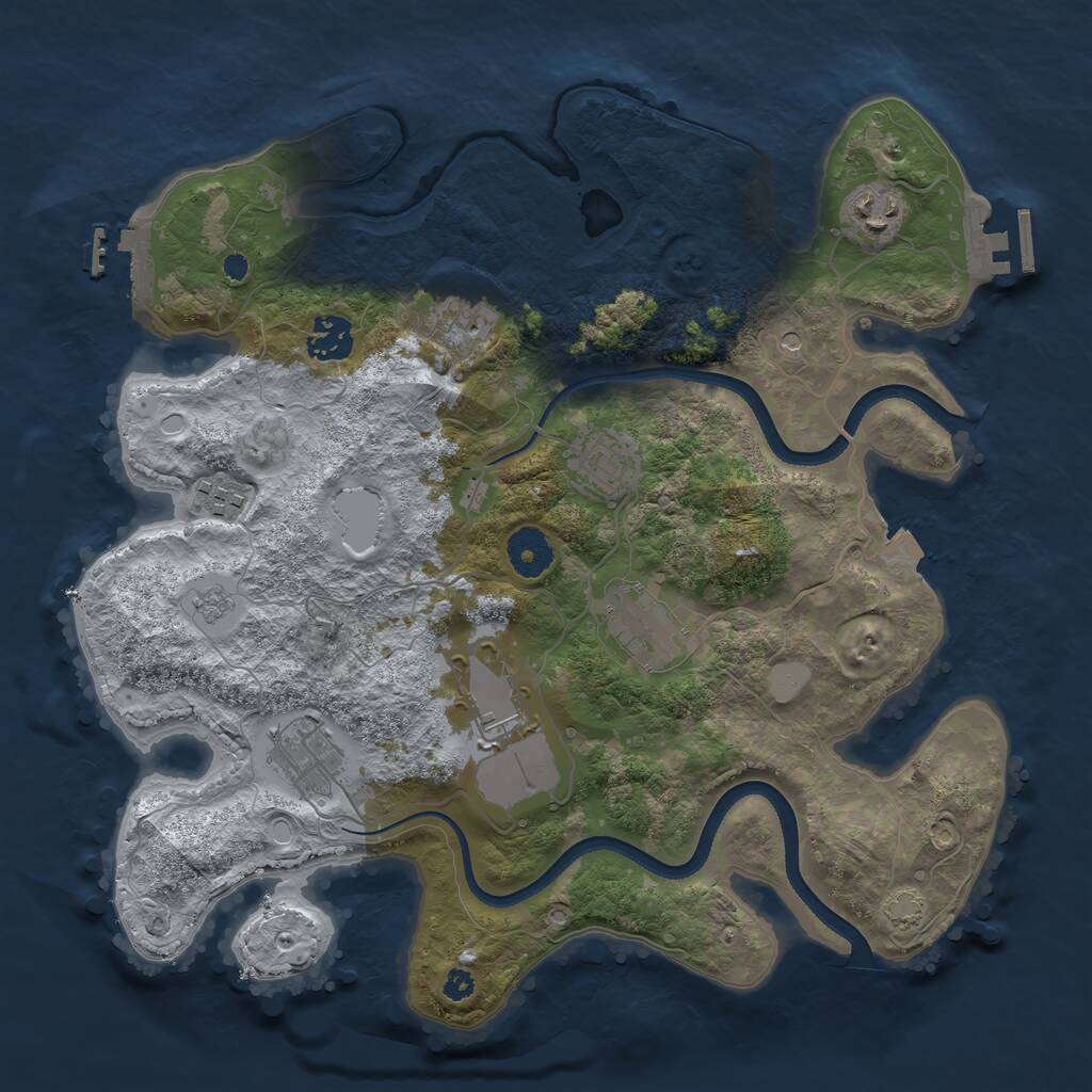 Rust Map: Procedural Map, Size: 3500, Seed: 67605234, 14 Monuments
