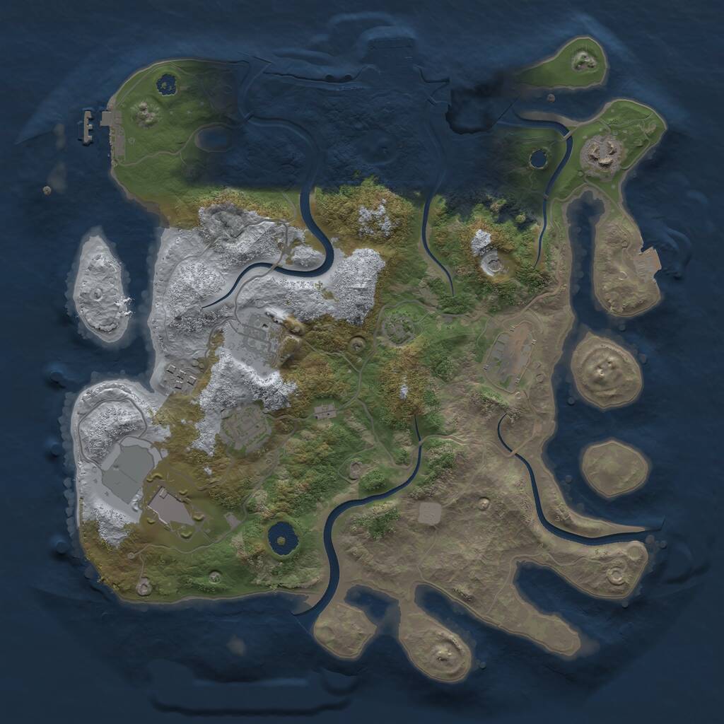 Rust Map: Procedural Map, Size: 3500, Seed: 45703071, 11 Monuments