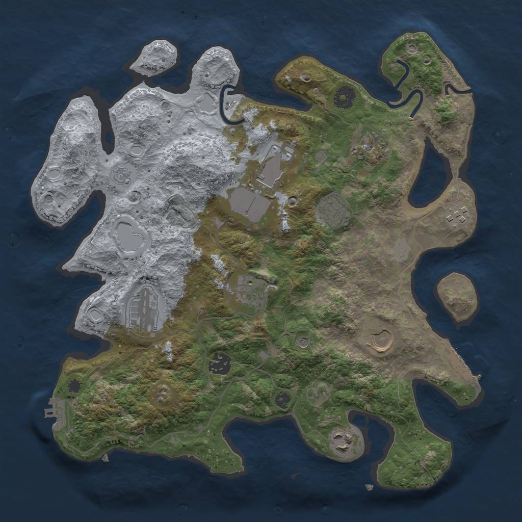 Rust Map: Procedural Map, Size: 3500, Seed: 474580249, 16 Monuments