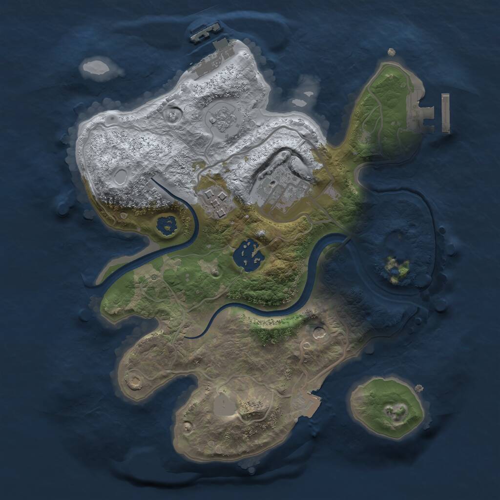 Rust Map: Procedural Map, Size: 2500, Seed: 777777, 8 Monuments