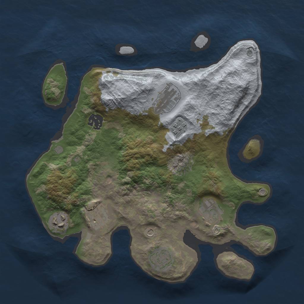 Rust Map: Barren, Size: 3000, Seed: 7187275, 10 Monuments