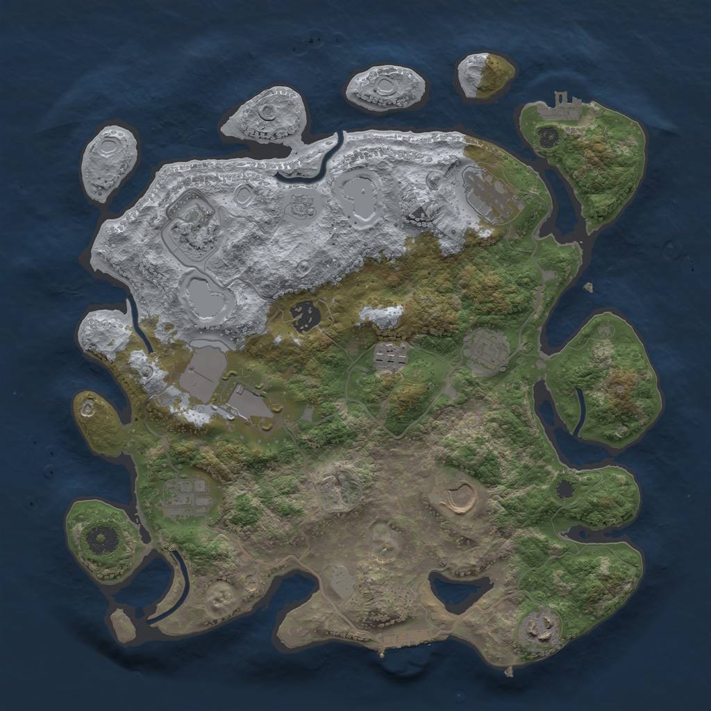 Rust Map: Procedural Map, Size: 3500, Seed: 323, 17 Monuments