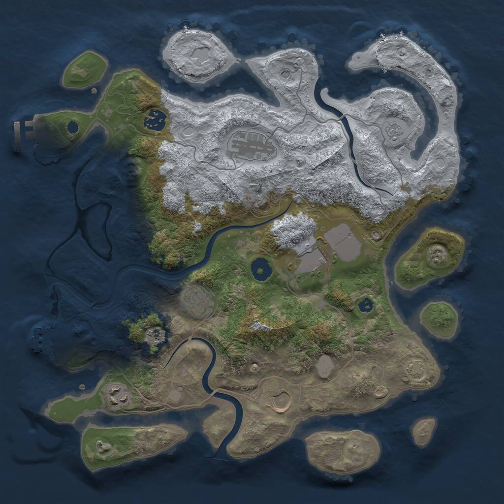 Rust Map: Procedural Map, Size: 3500, Seed: 1575322036, 13 Monuments
