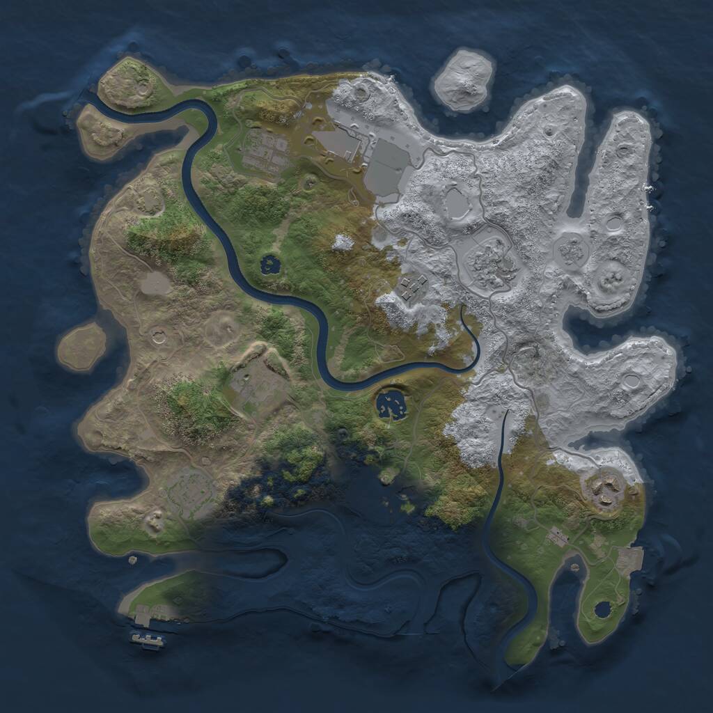 Rust Map: Procedural Map, Size: 3500, Seed: 66322468, 14 Monuments