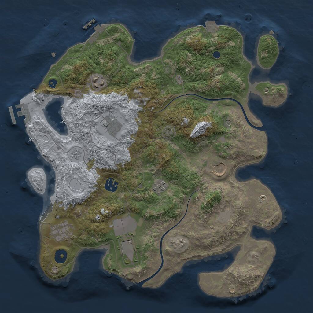 Rust Map: Procedural Map, Size: 3500, Seed: 37521075, 13 Monuments