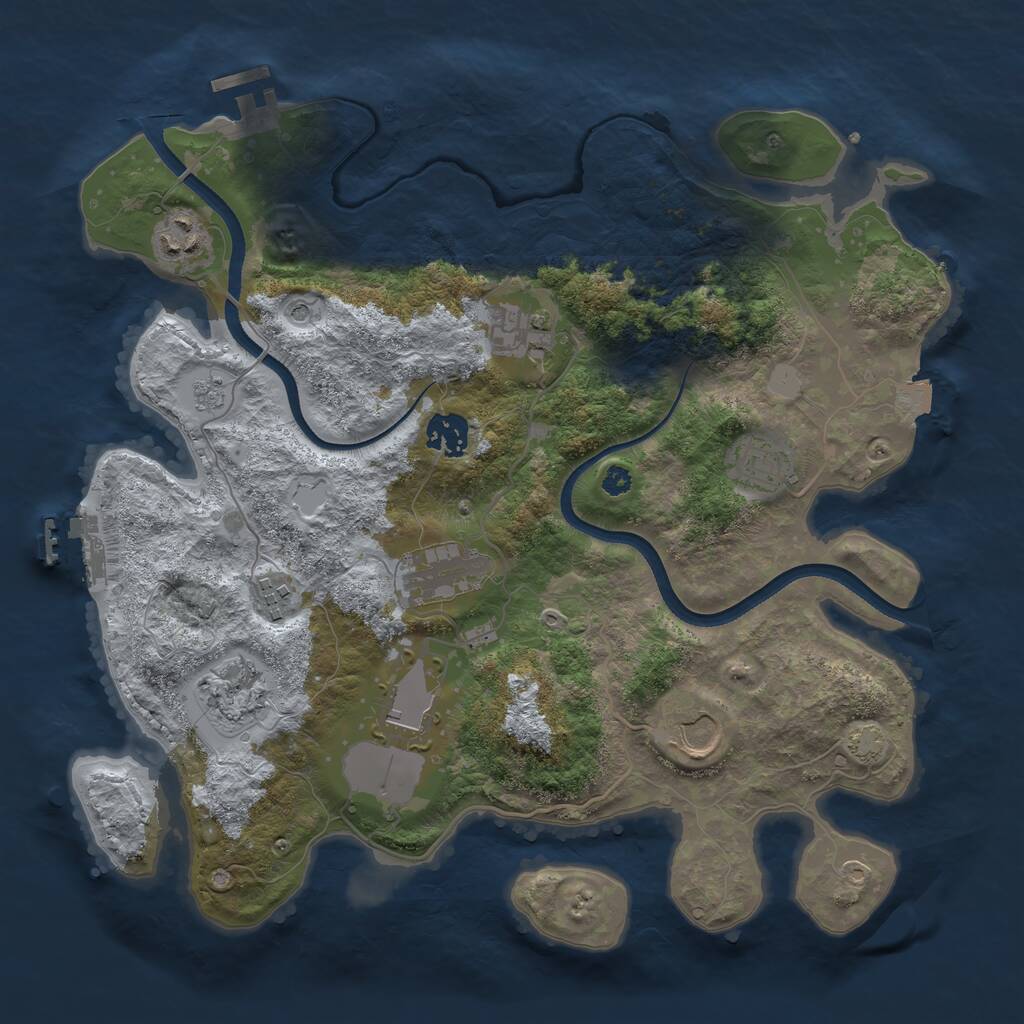 Rust Map: Procedural Map, Size: 3500, Seed: 2031006157, 15 Monuments
