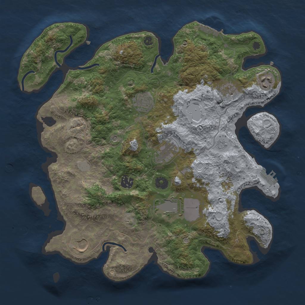 Rust Map: Procedural Map, Size: 3500, Seed: 50914510, 16 Monuments