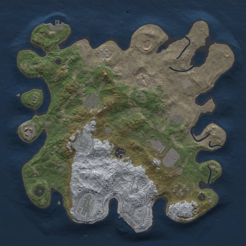 Rust Map: Procedural Map, Size: 3500, Seed: 1294194244, 19 Monuments