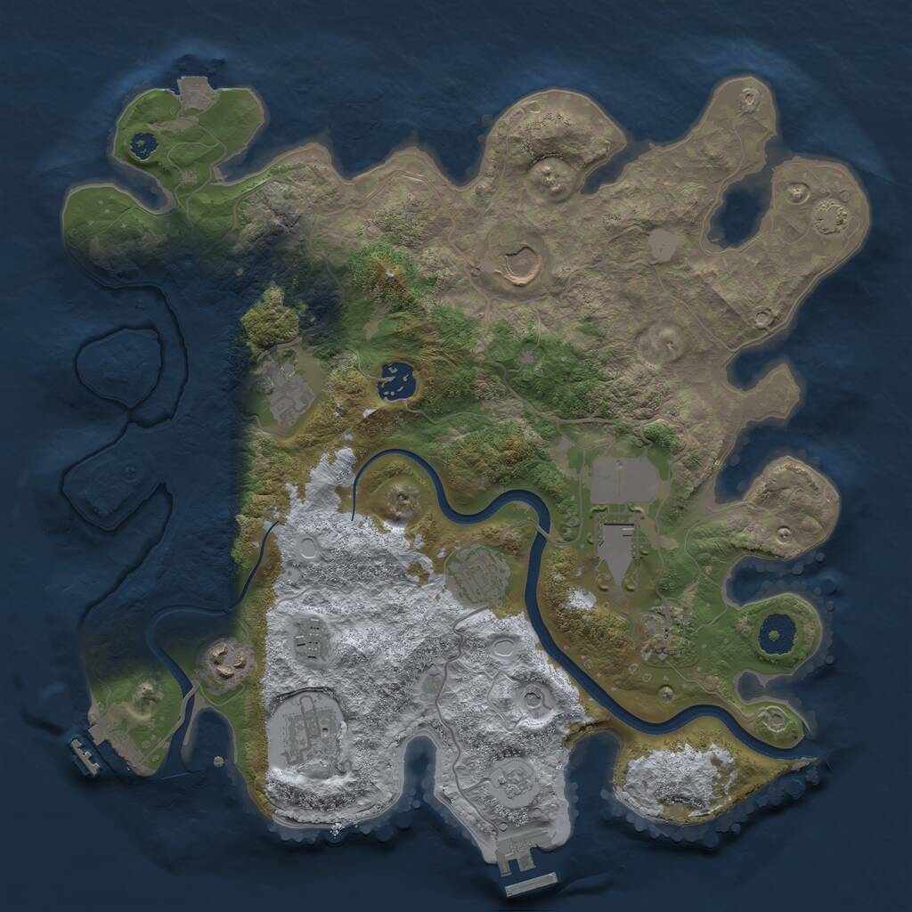 Rust Map: Procedural Map, Size: 3500, Seed: 1294194244, 15 Monuments