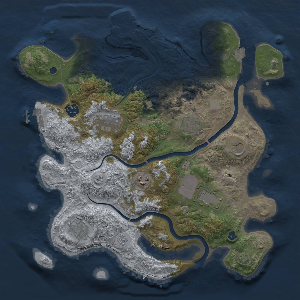 Rust Map: Procedural Map, Size: 3500, Seed: 83241473, 14 Monuments