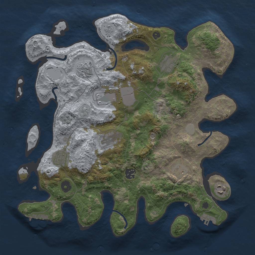 Rust Map: Procedural Map, Size: 3500, Seed: 1941840342, 18 Monuments