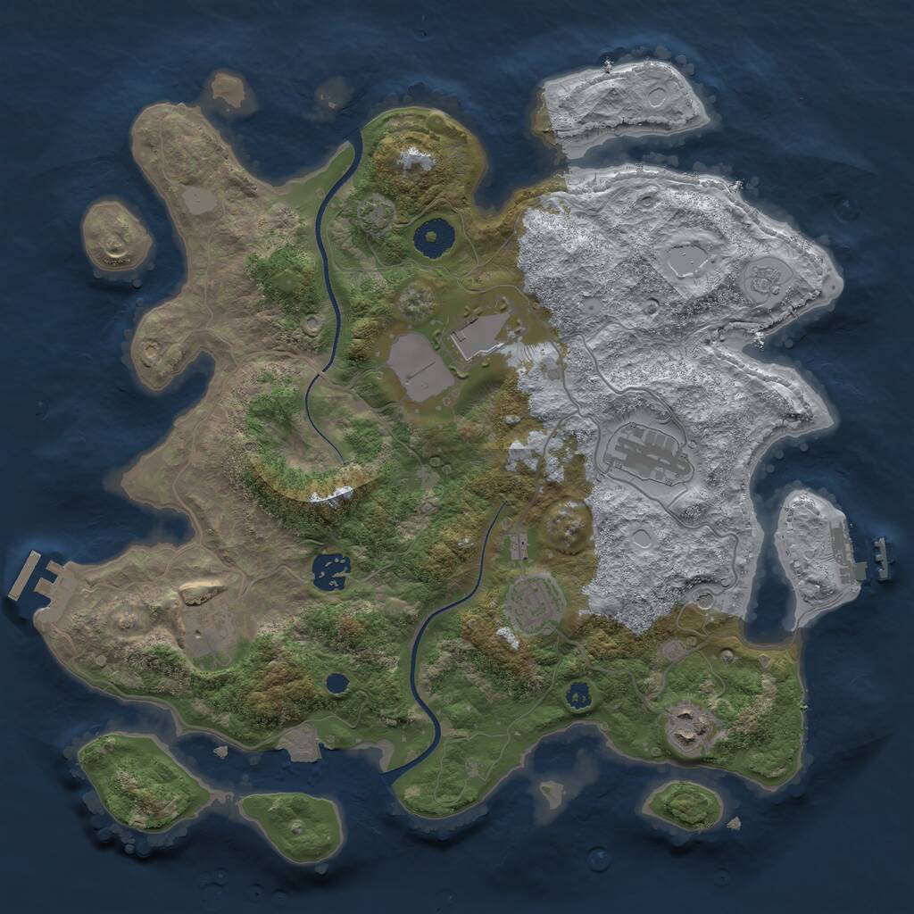 Rust Map: Procedural Map, Size: 3500, Seed: 766162904, 12 Monuments