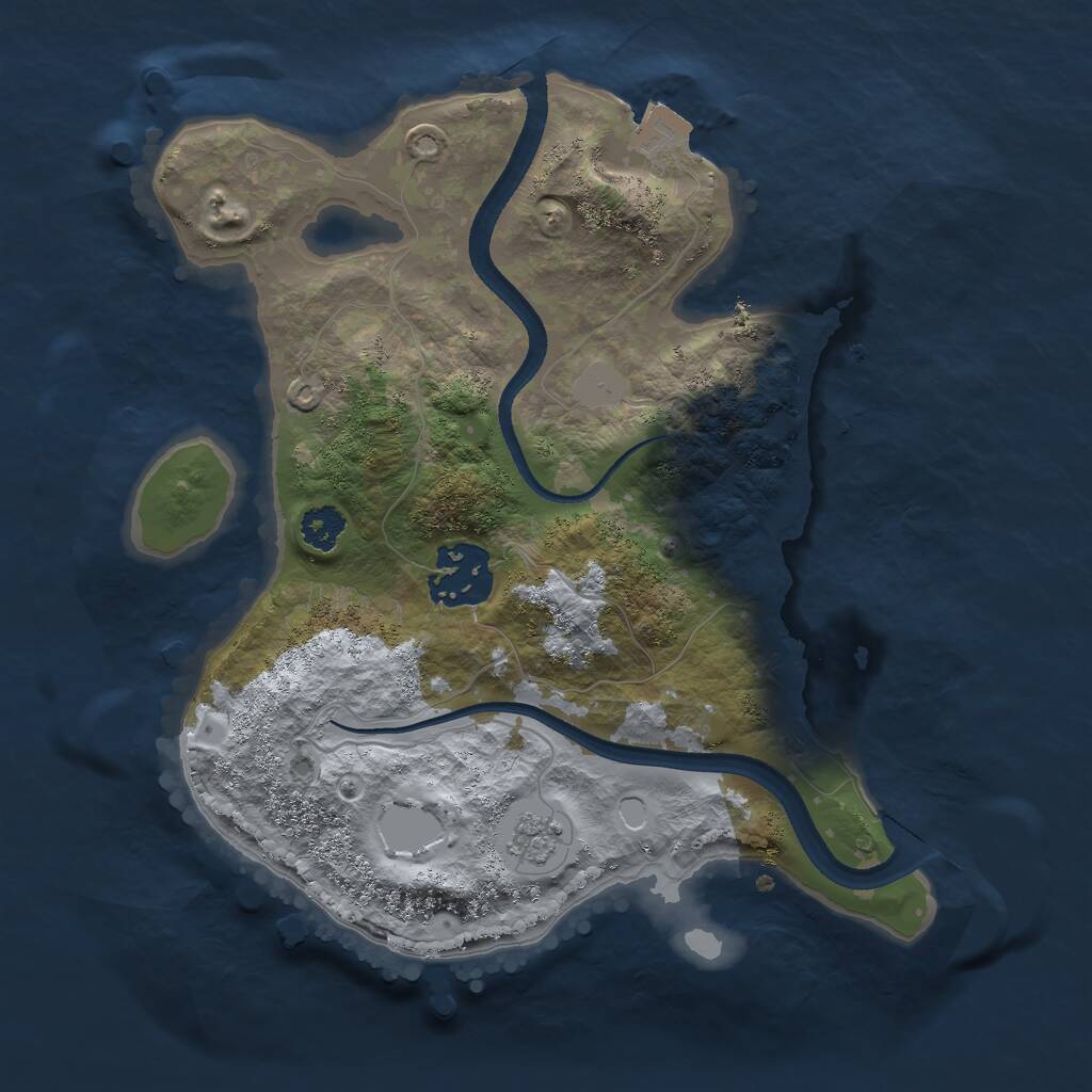 Rust Map: Procedural Map, Size: 2500, Seed: 694201, 3 Monuments