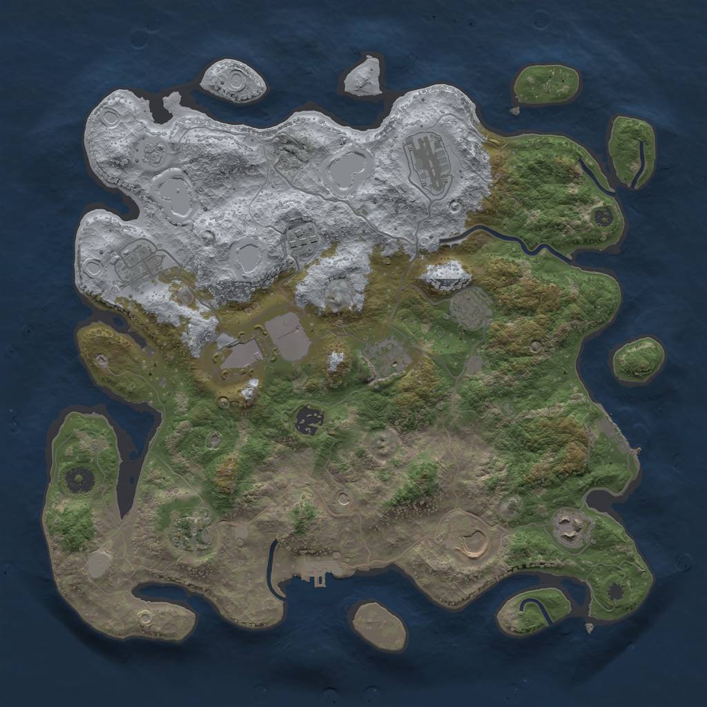 Rust Map: Procedural Map, Size: 3800, Seed: 56672297, 17 Monuments