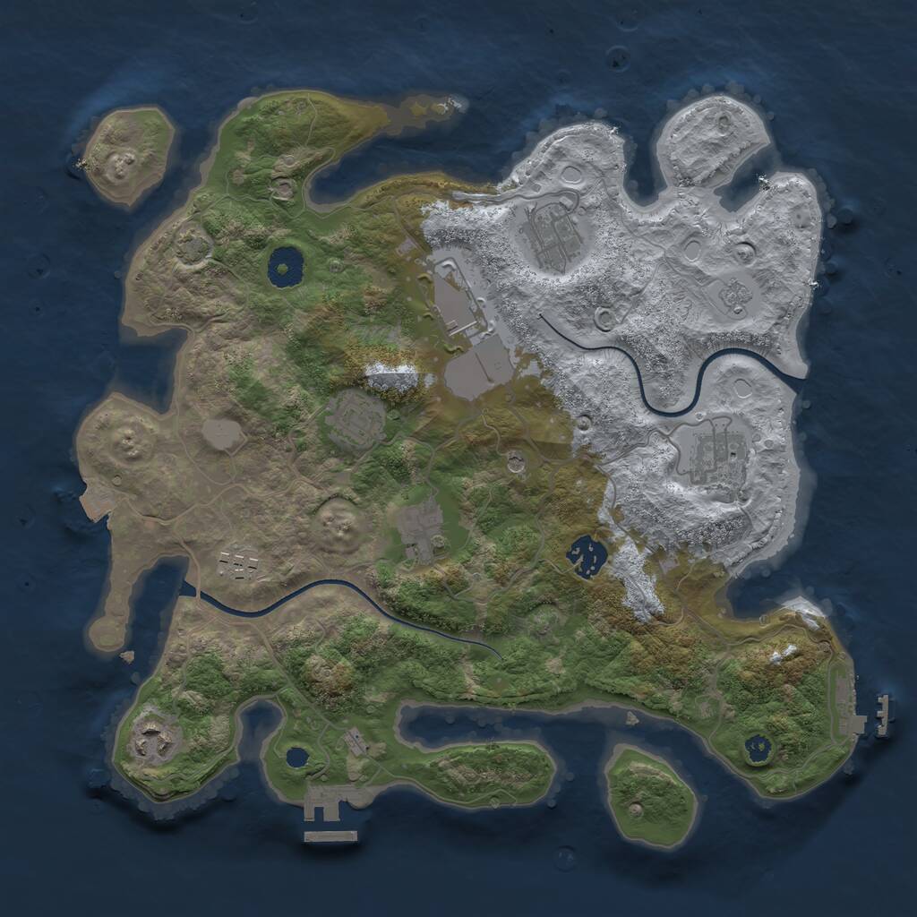 Rust Map: Procedural Map, Size: 3500, Seed: 15280443, 14 Monuments