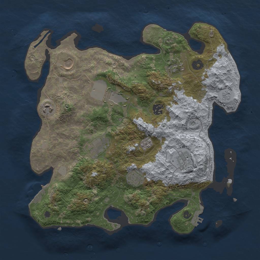 Rust Map: Procedural Map, Size: 3500, Seed: 91052622, 18 Monuments