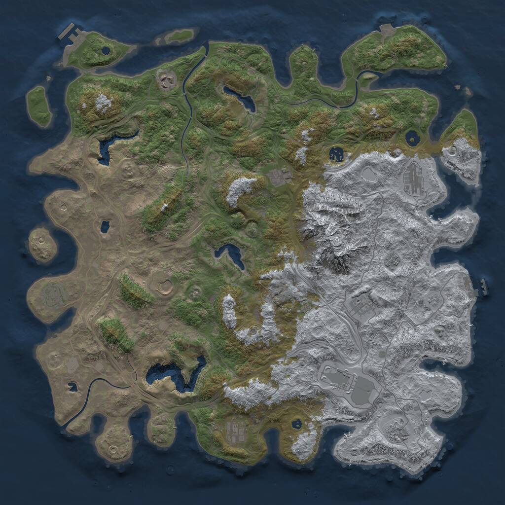 Rust Map: Procedural Map, Size: 5000, Seed: 113783221, 17 Monuments