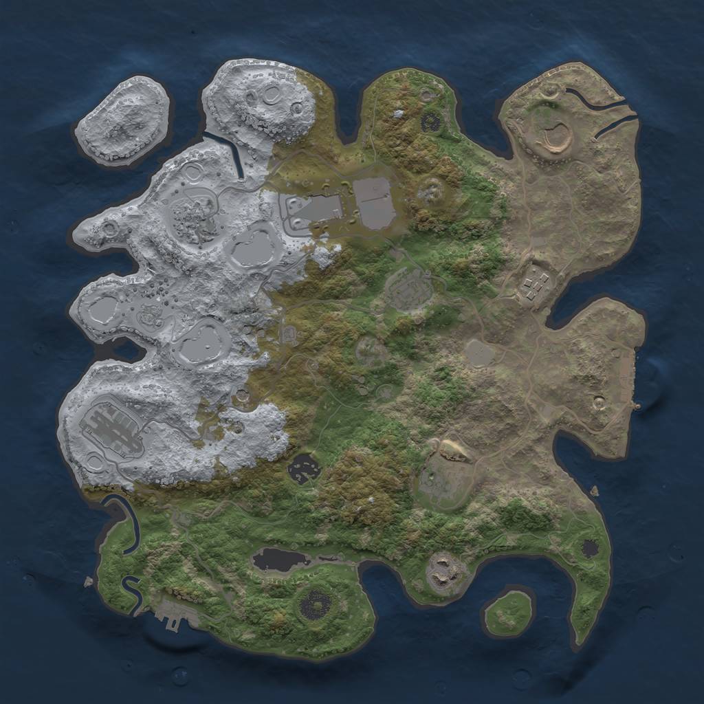 Rust Map: Procedural Map, Size: 3500, Seed: 55668663, 18 Monuments