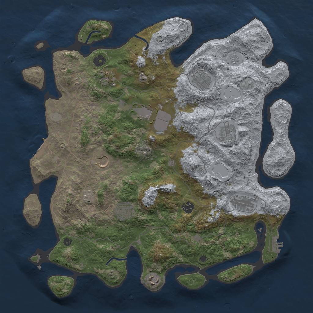 Rust Map: Procedural Map, Size: 4000, Seed: 1531484121, 19 Monuments