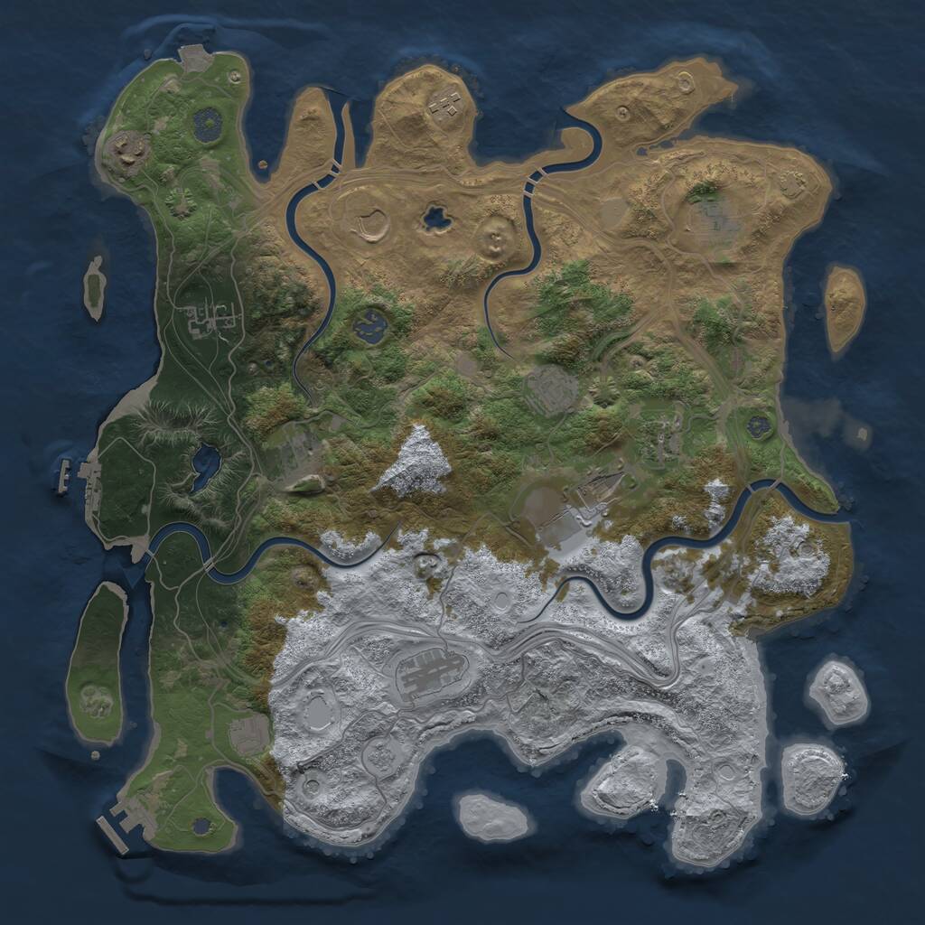 Rust Map: Procedural Map, Size: 4250, Seed: 43848816, 17 Monuments
