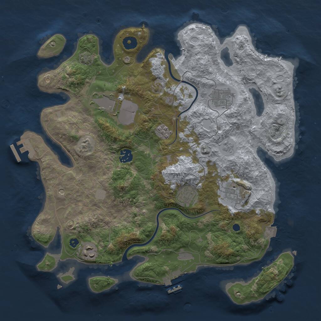 Rust Map: Procedural Map, Size: 3500, Seed: 28117518, 13 Monuments