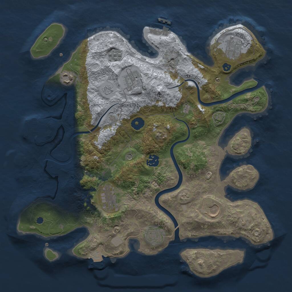 Rust Map: Procedural Map, Size: 3500, Seed: 58142598, 14 Monuments
