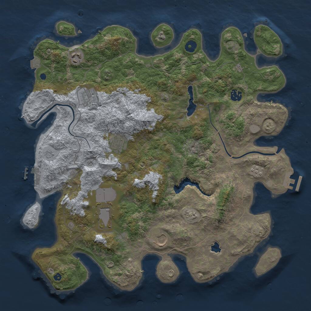 Rust Map: Procedural Map, Size: 4000, Seed: 747240215, 13 Monuments