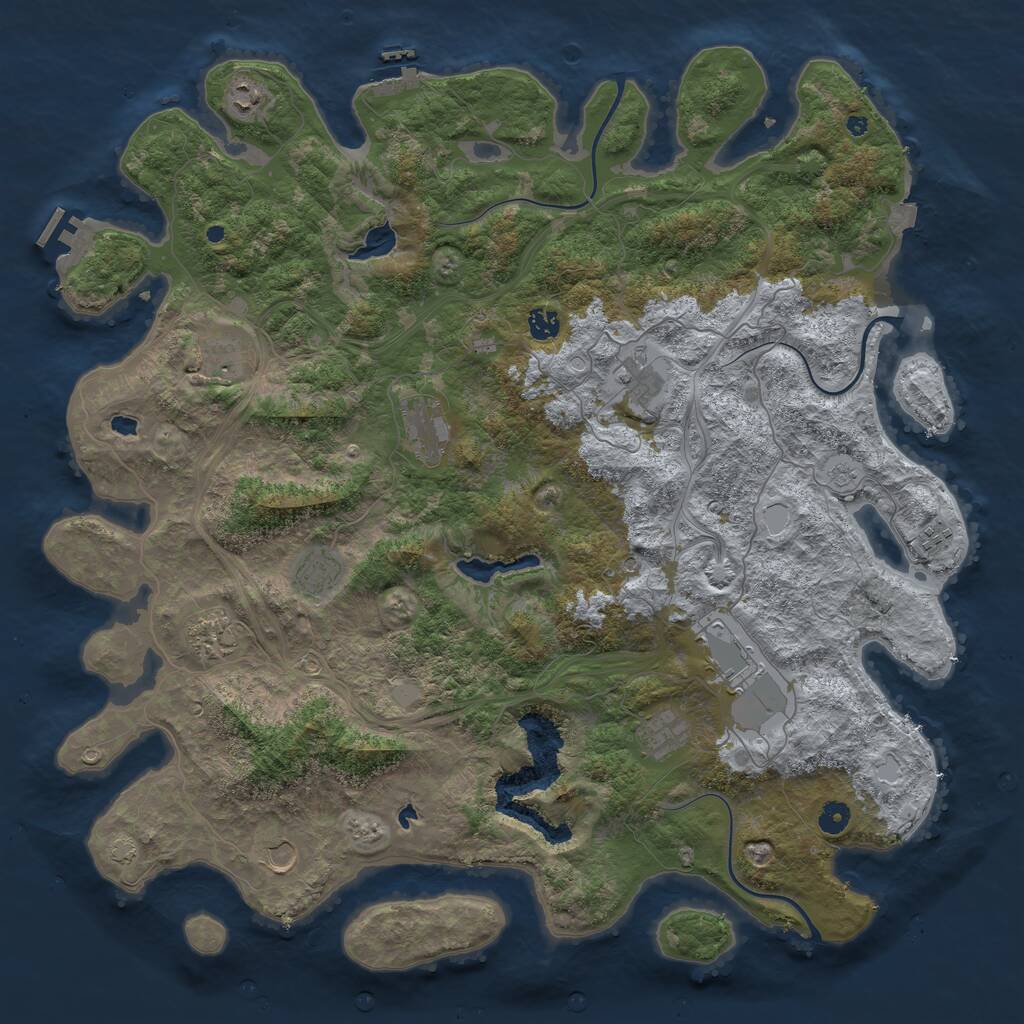 Rust Map: Procedural Map, Size: 4800, Seed: 910728671, 17 Monuments