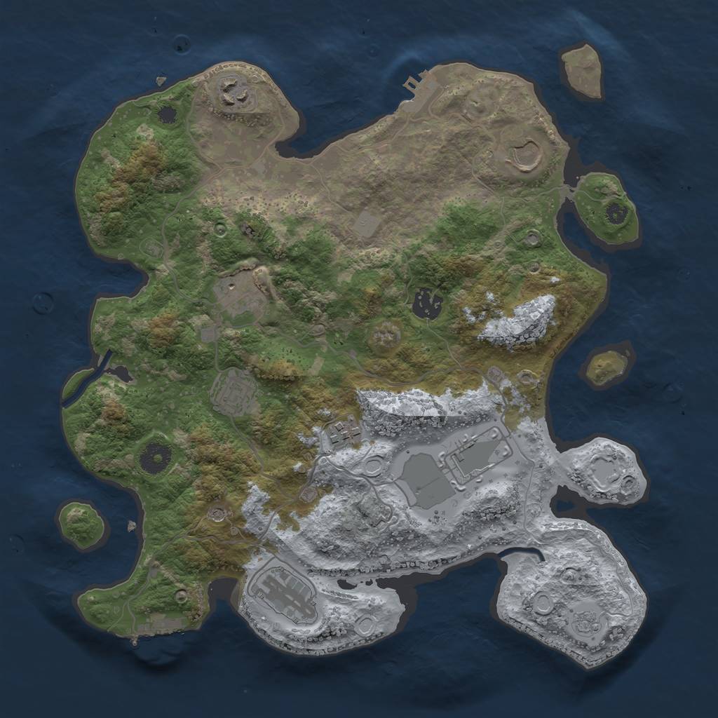 Rust Map: Procedural Map, Size: 3500, Seed: 14851285, 17 Monuments