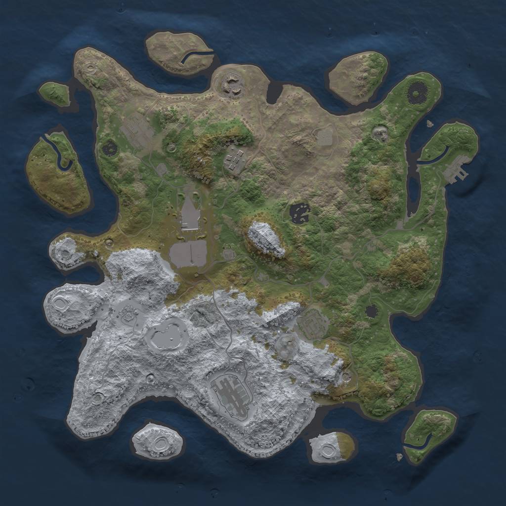 Rust Map: Procedural Map, Size: 3500, Seed: 1323225109, 15 Monuments