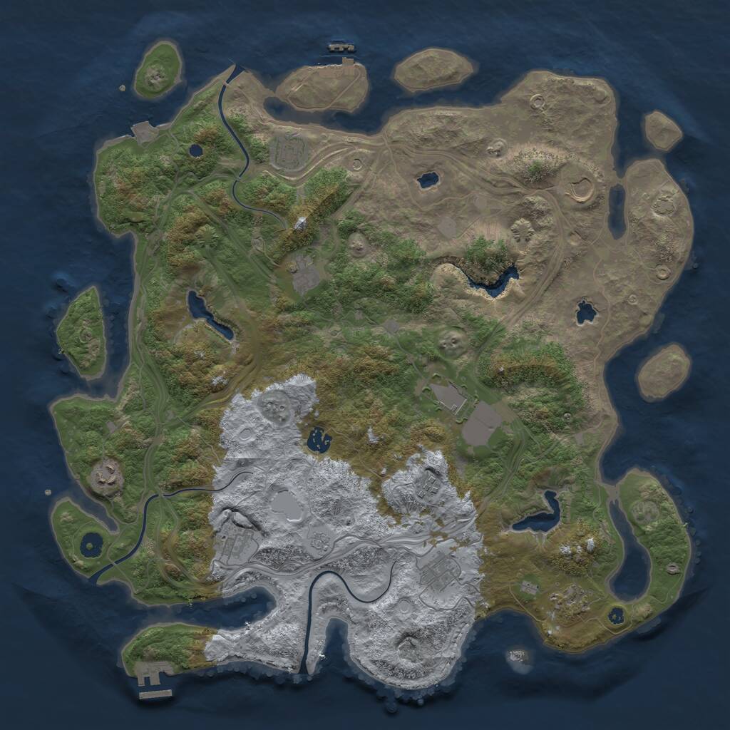 Rust Map: Procedural Map, Size: 4500, Seed: 127825525, 16 Monuments