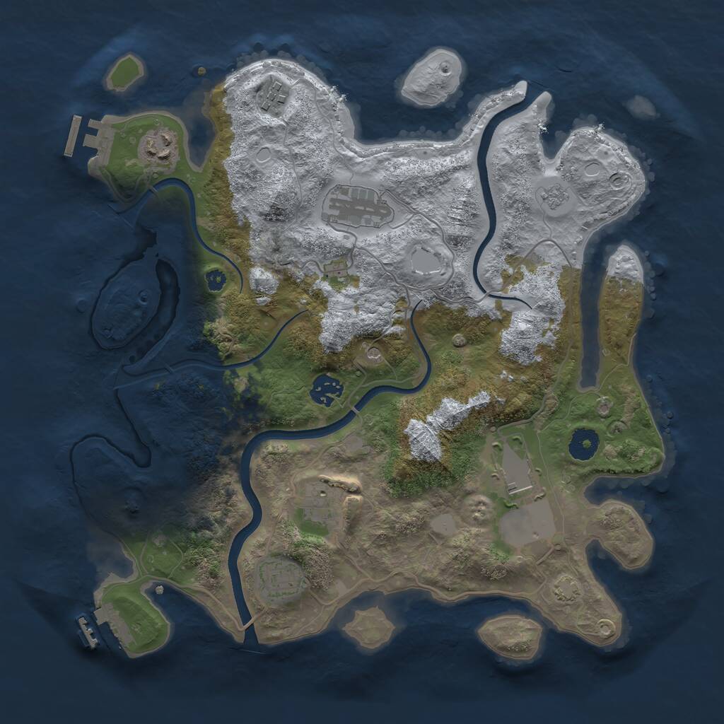 Rust Map: Procedural Map, Size: 3500, Seed: 38392720, 13 Monuments