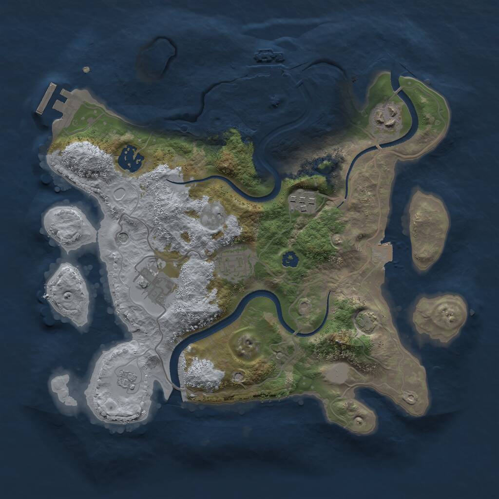 Rust Map: Procedural Map, Size: 3000, Seed: 126367554, 11 Monuments