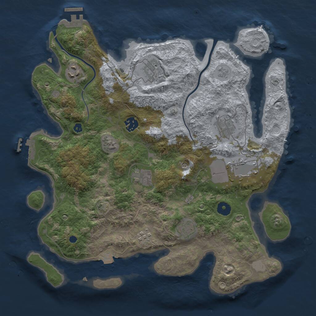 Rust Map: Procedural Map, Size: 3500, Seed: 64415400, 14 Monuments