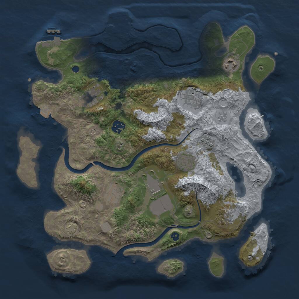 Rust Map: Procedural Map, Size: 3500, Seed: 10209178, 15 Monuments